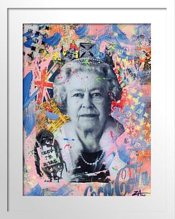 E.M. Zax- Mixed media collage and acrylic paints on paper "QueenÂ Â "
