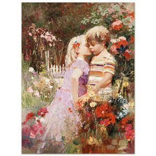 Pino (1939-2010), "The Kiss Revisited" Hand Embellished Limited Edition on Canvas, Numbered and Hand Signed with Certificate of Authenticity.