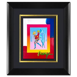 Peter Max, "Tip Toe Floating" Framed One-of-a-Kind Acrylic Mixed Media, Hand Signed with Registration Number Certifying Authenticity