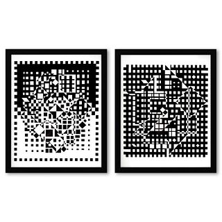 Victor Vasarely (1908-1997), "YMPHY et Aguia-II de la serie Croises (Diptych)" Framed 1973 Heliogravure Prints with Letter of Authenticity