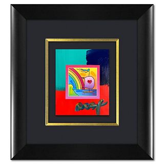 Peter Max, "Sailboat with Heart" Framed One-of-a-Kind Acrylic Mixed Media, Hand Signed with Registration Number Certifying Authenticity