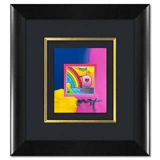 Peter Max, "Sailboat with Heart" Framed One-of-a-Kind Acrylic Mixed Media, Hand Signed with Registration Number Certifying Authenticity