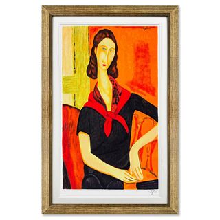 Amedeo Modigliani, "Jeanne Hebuterne" Framed Limited Edition Serigraph with Certificate of Authenticity.