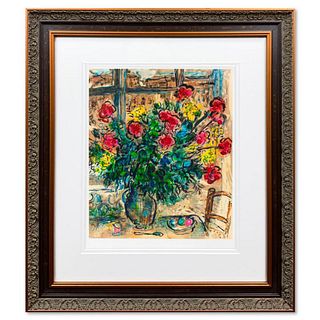 Marc Chagall (1887-1985), "Le Bouquet Devant La Fenetre" Framed Limited Edition Lithograph with Certificate of Authenticity.