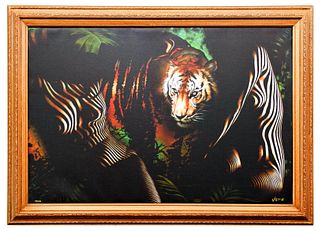 Vera V. Goncharenko- Original Giclee on Canvas "The Ladies with the Tiger"