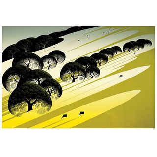 Eyvind Earle (1916-2000), "Cattle Country" Limited Edition Serigraph on Paper; Numbered & Hand Signed; with Certificate of Authenticity.