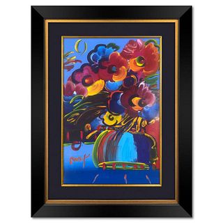 Peter Max, "Abstract Flowers (2008)" Framed One-of-a-Kind Acrylic Mixed Media (48.5" x 36.5"), Hand Signed with Registration Number Certifying Authent