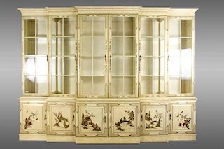 Large Chinoiserie Decorated Breakfront Cabinet