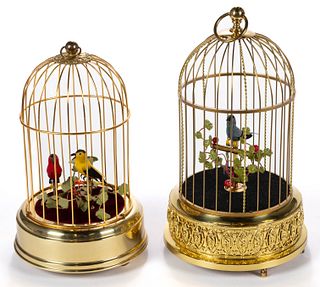 WEST GERMAN SINGING BIRD CAGE AUTOMATONS, LOT OF TWO