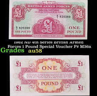 1962 ND 4th Series British Armed Forces 1 Pound Special Voucher P# M36a Grades Choice AU/BU Slider