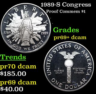 Proof 1989-S Congress Modern Commem Dollar 1 Grades GEM++ Proof Deep Cameo