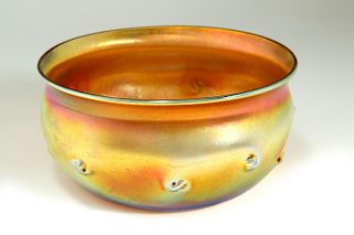 A TIFFANY FAVRILE BOWL WITH PRUNTS