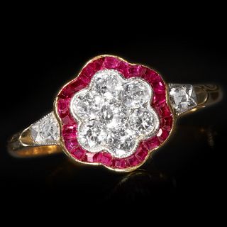 DIAMOND AND RUBY CLUSTER RING