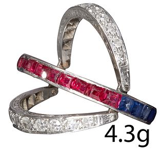 SAPPHIRE RUBY AND DIAMOND DAY AND NIGHT RING