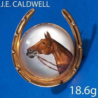 J.E. Caldwell & Co.  ESSEX CRYSTAL HORSE AND HORSE SHOE BROOCH