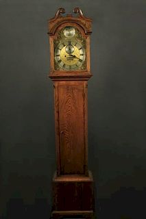 Scottish Oak Tall Case Clock, L. 18th/E. 19th C.