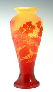 A FRENCH CAMEO GLASS VASE SIGNED GALLE