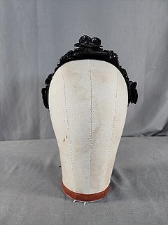Vintage c1940 Black Sequin Cloche Bonnet by Lilly Dache