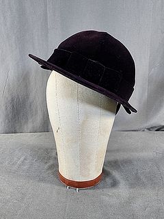 Vintage c1940 Plum Velvet Safari Inspired Hat by Lilly Dache 