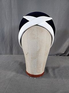 Vintage c1960 Navy Blue Velvet Domed Hat by Ruby Art