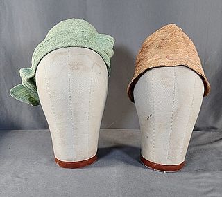 Pair of Antique c1920 Cloche Hats