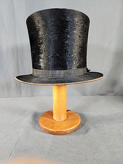 Antique Victorian Mens c1880 Beaver Fur Top Hat