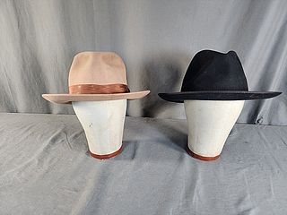 Vintage Tan Fedora and Black Stetson Hats