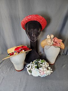 Vintage Christian Dior Hat and 3 Straw Hats