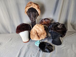 6 Vintage Ladies Mink Hats