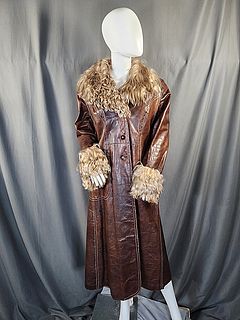 Vintage Penny Lane Leather With Fur Trim Coat