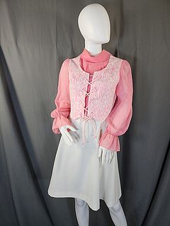 Vintage 1960s Pink and White Mini Dress