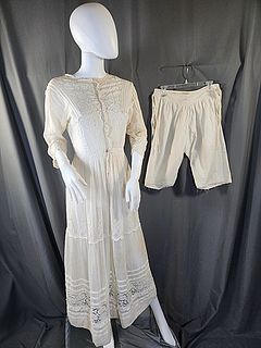 Antique Edwardian Lawn Dress and Bloomers