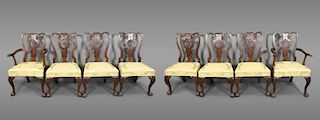 Set of 8 Irish Chippendale Style Dining Chairs