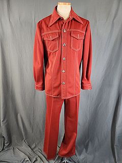 Vintage Mens Burnt Orange Leisure Suit