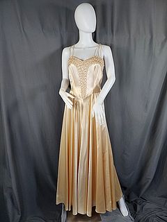 Vintage c1950 Ivory Satin Gown 