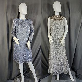 2 Vintage c1960 Ladies Metallic Dresses