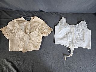 Antique Victorian Cotton Brassiere and Ivory Silk Bodice 