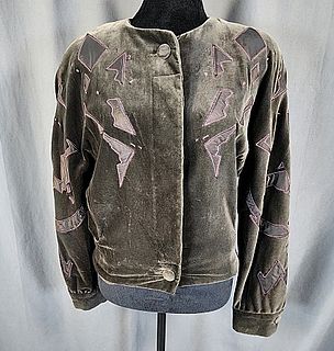 Vintage c1980 Ladies Taupe Velvet Jacket