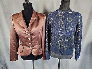 c1980 Satin Jacket and Embroidered Sweater