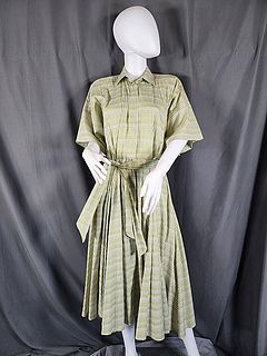 Green Plaid Shirt Waist Dress by Norma Kamali