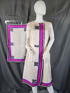 Vintage c1960 Italian Printed Silk Dress 