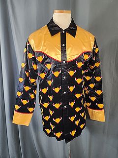Mens Vintage c1960 Black and Yellow Western Shirt