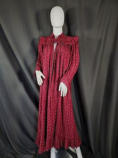 Antique Victorian c1890 Claret Print Cotton Dress