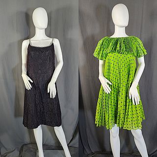 2 Vintage c1970s Dresses - Polka Dots, more
