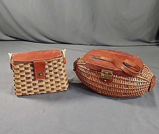 2 Vintage c1960 Basket Purses- John Romain and more