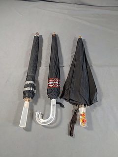 3 Vintage c1940 Rayon Umbrellas