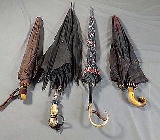 4 Vintage c1940 Rayon Umbrellas