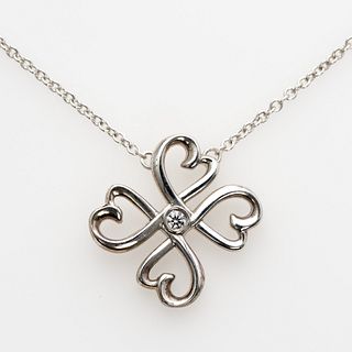  Tiffany & Co. Paloma Picasso Diamond Loving Heart Clover Sterling Necklace 