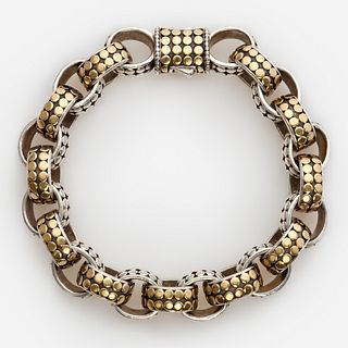  John Hardy Two Tone Link Bracelet from the Dot Collection in Sterling + 18k