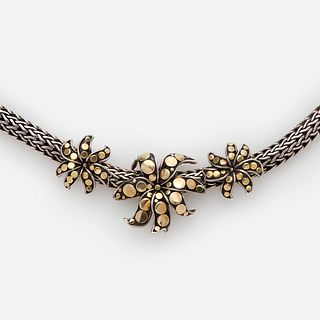 John Hardy Ayu Dot Jasmine Flower Necklace in Sterling + 18k